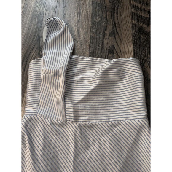 Banana Republic One Shoulder Satin Blue White Stripe Fit and Flare Dress size 8 - Picture 2 of 11